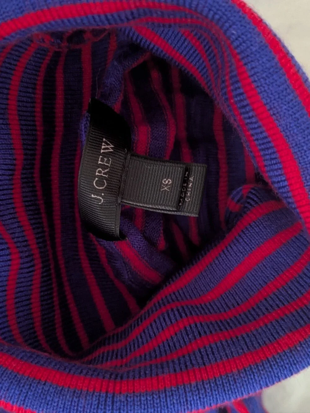 J. Crew Red And Blue Striped Wool Sweater, XS